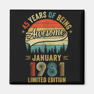 Imán Vintage enero 1981 Cumpleaños 45 años Hombres Muje