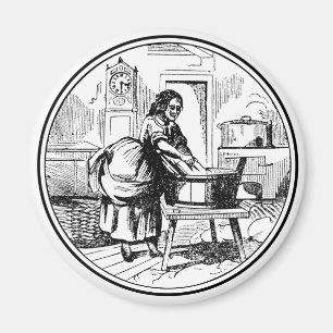 Imán Vintage Farmhouse Lavandería Ilustracion Blanco