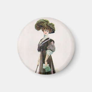 Imán Vintage Fashion Ilustracion Lady With Cane