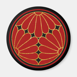 Imán Vintage Faux Gold Kiku Chrysanthemum Mon Graphic