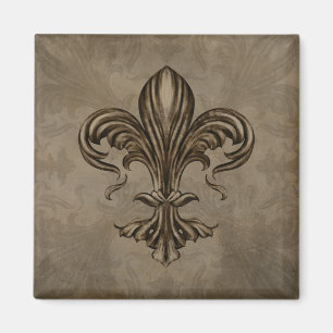 Imán Vintage Fleur-de-lis Sepia