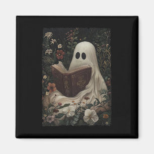Imán Vintage Floral Ghost Reading Book Halloween Costum