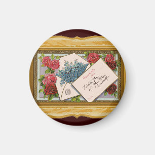 Imán Vintage Floral Greeting