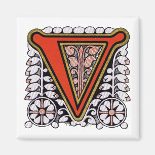Imán Vintage Floral 'V' - Magnet