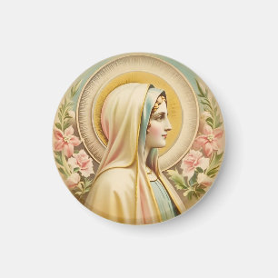 Imán Vintage Floral Virgin Mary Magnet, Católica