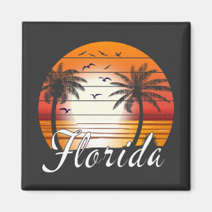 Imán Vintage Florida USA Palm Trees Playa de Verano
