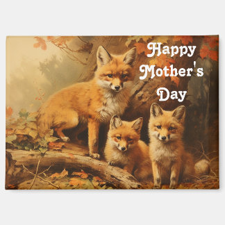 Imán Vintage Fox Family Mother's Day Magnet