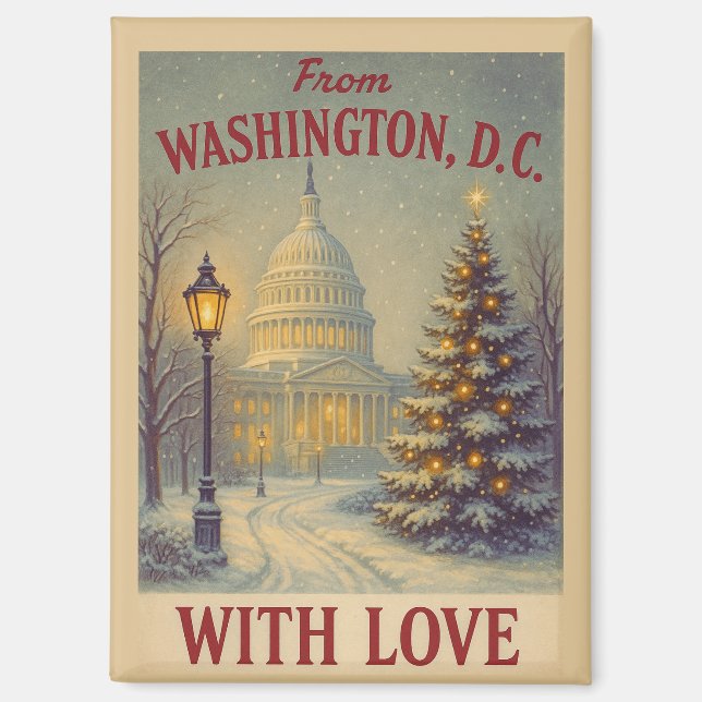 Imán Vintage From Washington, DC With Love Christmas  (Anverso)