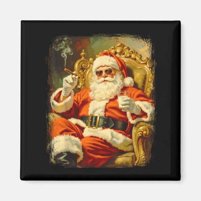 Imán Vintage Funny Cool Big Boss Santa  (Frente)
