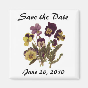 Imán Vintage Garden Pansy Flowers, Save the Date!