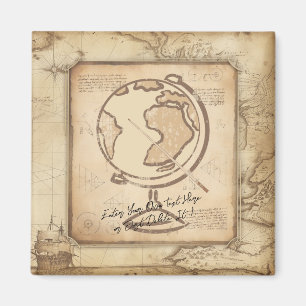 Imán Vintage Globe. Regalo de profesores de geografía e