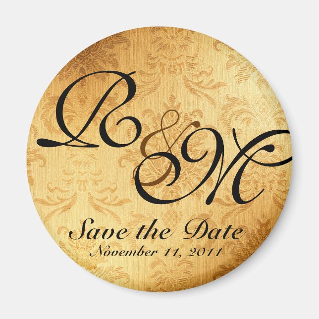 Imán Vintage Gold Wedding Save the Date (Frente)
