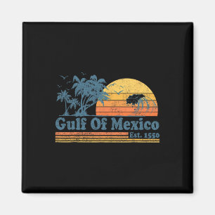 Imán Vintage Golfo De México Est 1550 Retro Beach Sunse