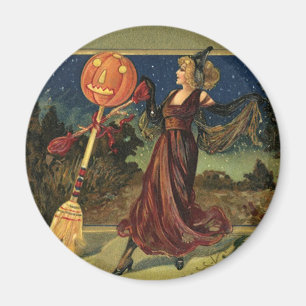 Imán Vintage Halloween, bruja hermosa del baile