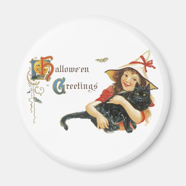 Imán Vintage Halloween Greetings (Frente)