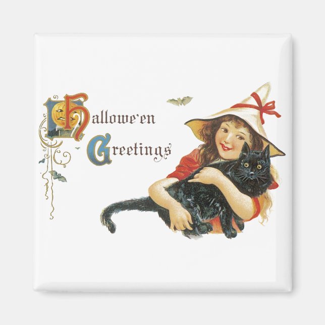 Imán Vintage Halloween Greetings (Frente)