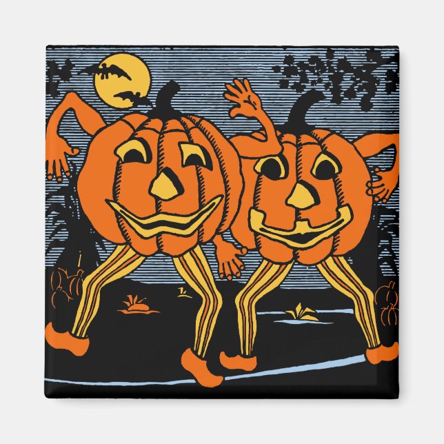 Imán Vintage Halloween Jack O'Lantern Twins Magnet (Frente)