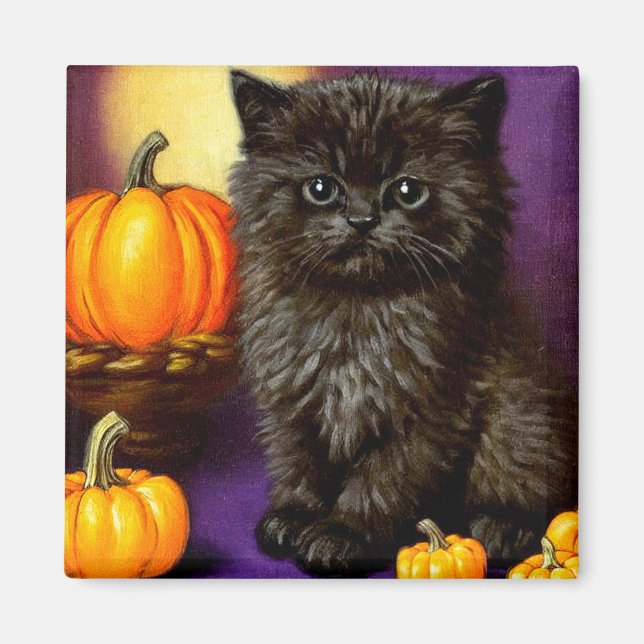 Imán Vintage Halloween Kitten (Frente)