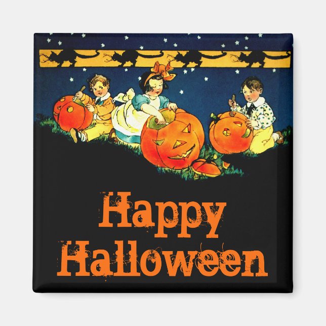 Imán Vintage Halloween Square Magnet (Frente)