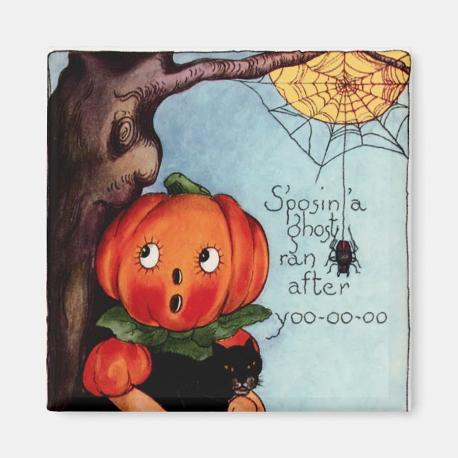 Imán Vintage Halloween Square Magnet (Frente)