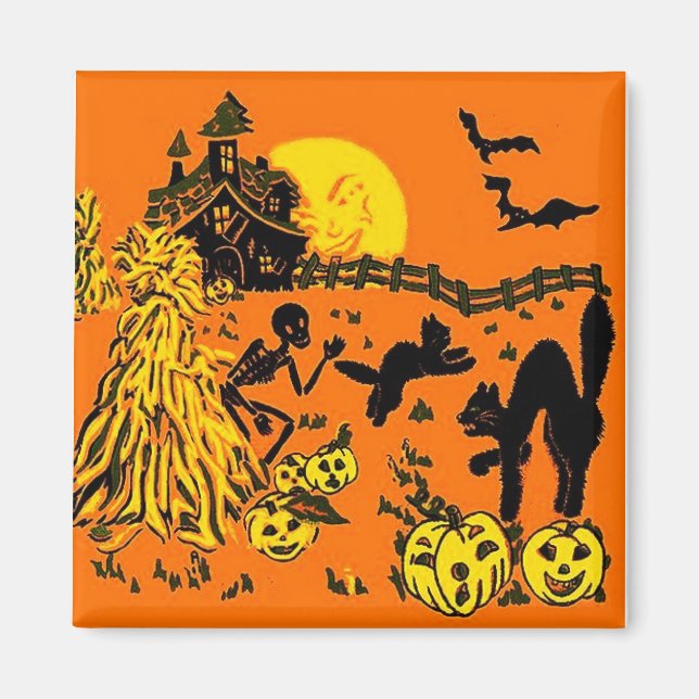 Imán Vintage Halloween Square Magnet (Frente)