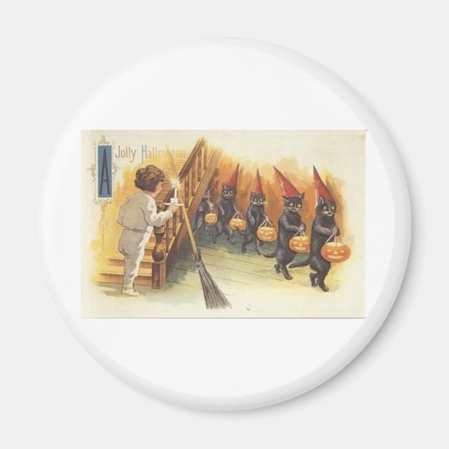 Imán Vintage Halloween Tarjetas de felicitación clásica (Frente)