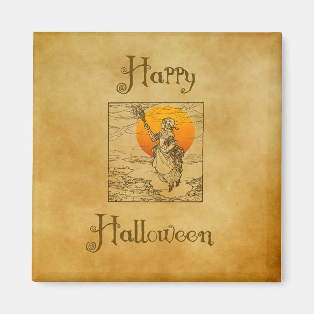 Imán Vintage Halloween Witch Magnet (Frente)