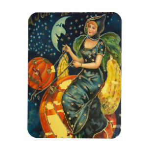 Imán Vintage Halloween Witch Poster