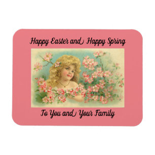 Imán Vintage Happy Easter Chica Magnet