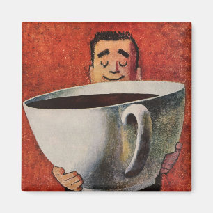 Imán Vintage Happy Man Bebe Giant Cup of Coffee