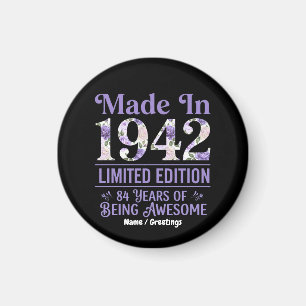 Imán Vintage Hecho en 1942 Floral 84 Cumpleaños Increíb