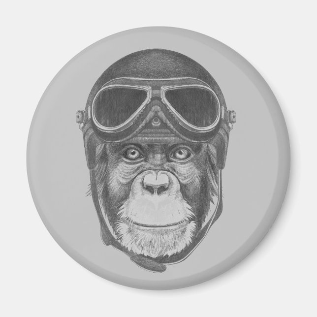 Imán Vintage Helmet Chimpanzee (Frente)