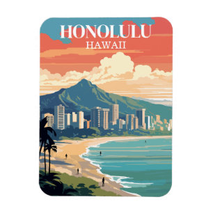 Imán Vintage Honolulu Hawaii Travel Souvenir