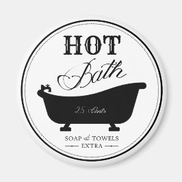 Imán Vintage Hot Bath Baño blanco y negro