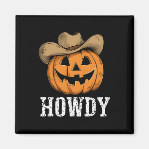 Imán Vintage Howdy Pumpkin Cowboy Western