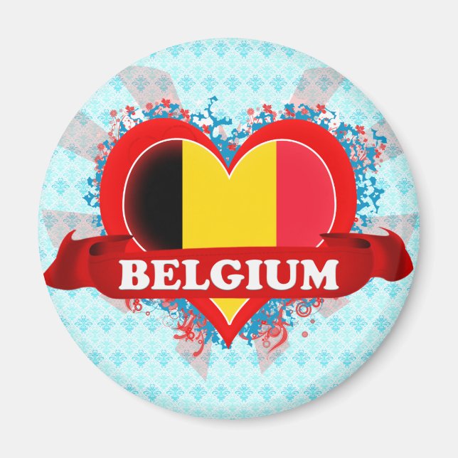 Imán Vintage I Love Belgium (Frente)
