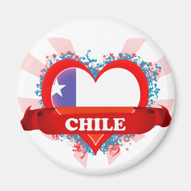 Imán Vintage I Love Chile (Frente)