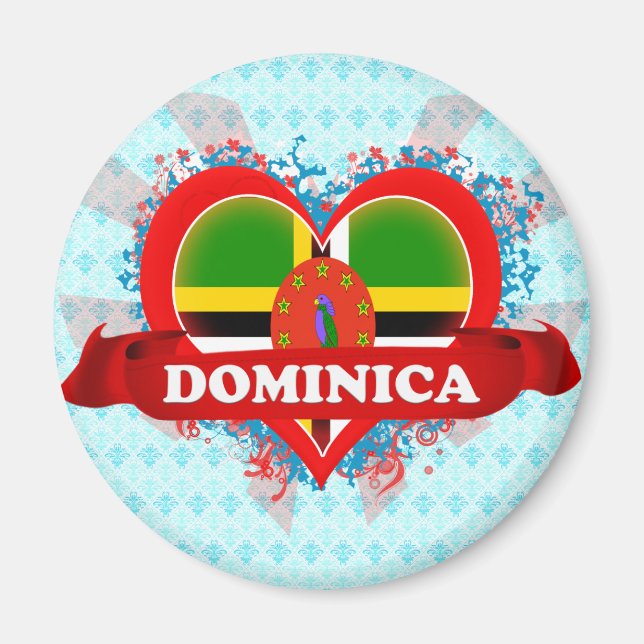 Imán Vintage I Love Dominica (Frente)