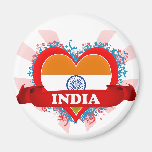 Imán Vintage I Love India (Frente)
