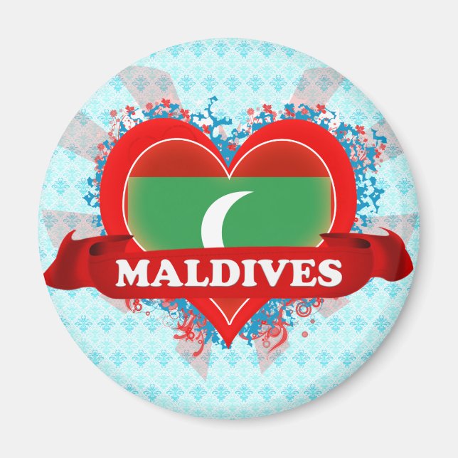 Imán Vintage I Love Maldives (Frente)
