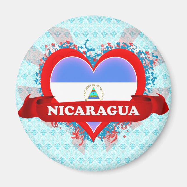 Imán Vintage I Love Nicaragua (Frente)