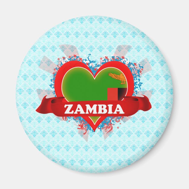 Imán Vintage I Love Zambia (Frente)