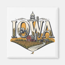 Imán Vintage Iowa Heartland Farm State Pride