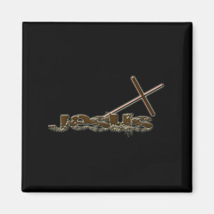 Imán Vintage Jesucristo llevando el diseño cruzado