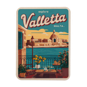 Imán Vintage La Valeta, Malta, souvenirs y regalos de v