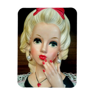 Imán Vintage Lady Head Vase Collar del Corazón Adolesce