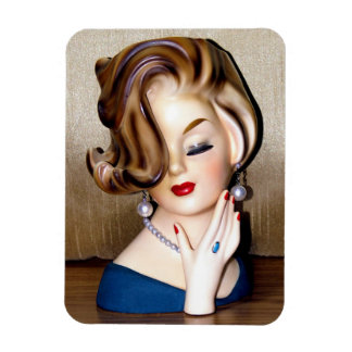 Imán Vintage Lady Head Vase Flip Hairdo Ring