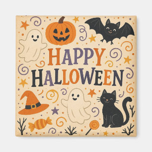 Imán Vintage, lindo y feliz bate de halloween, fantasma