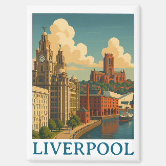 Imán Vintage Liverpool England Travel City View