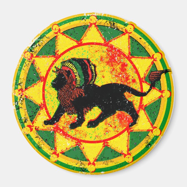Imán Vintage Look Rasta Lion (Frente)